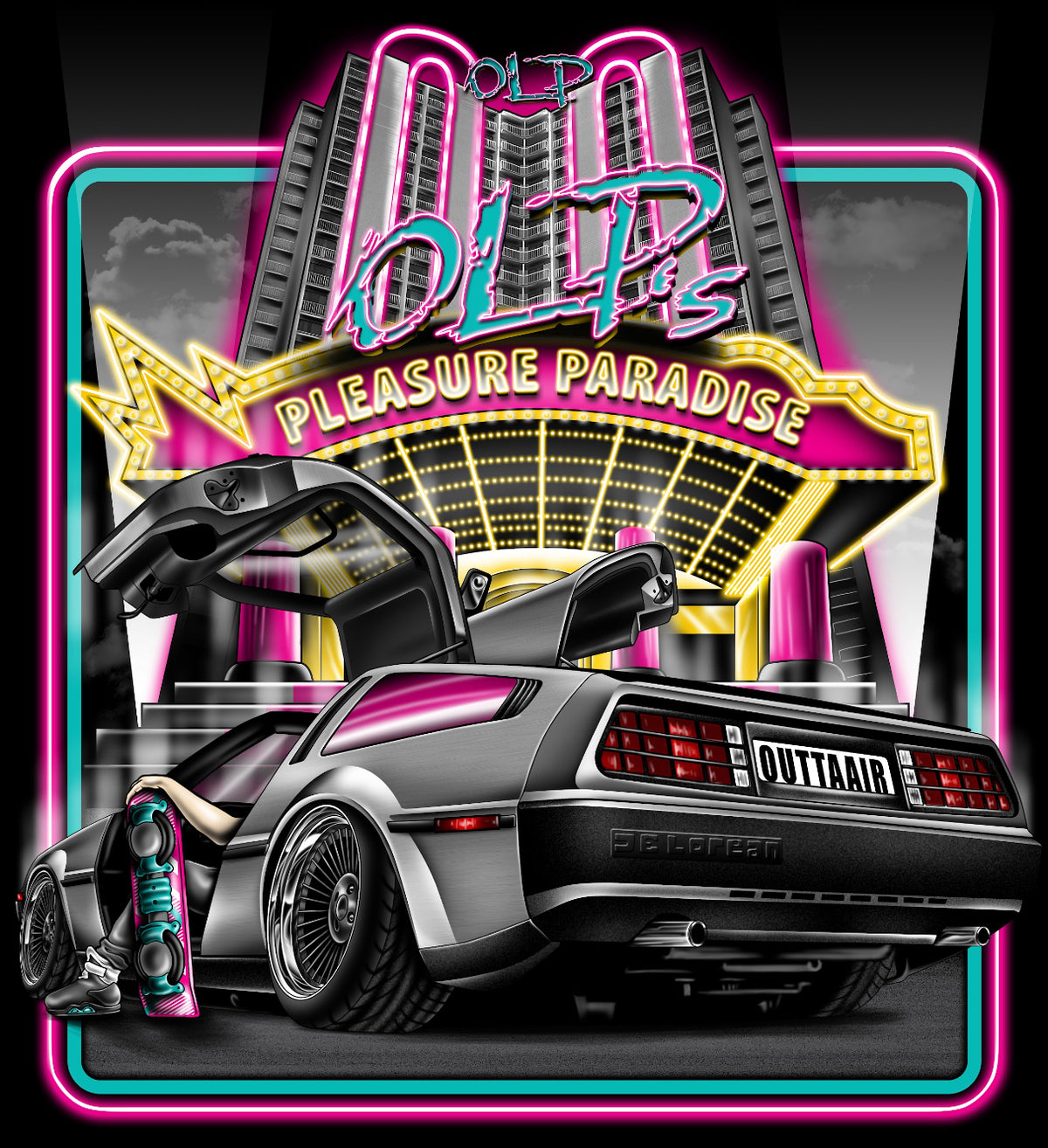 BTTF "Outta Air" Tribute - Airbagged Delorean (Black Shirt)