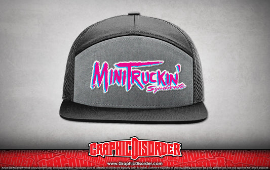 Black Bill (7 panel hat) - MiniTruckin' Syndicate Patch Hats